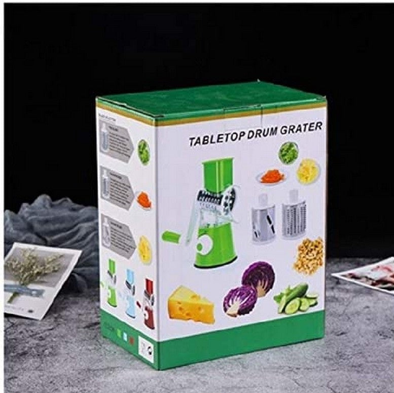 Multifunctional Tabletop Drum Cheese Grater, Rotary Drum Cutter and Slicer, 3 in 1