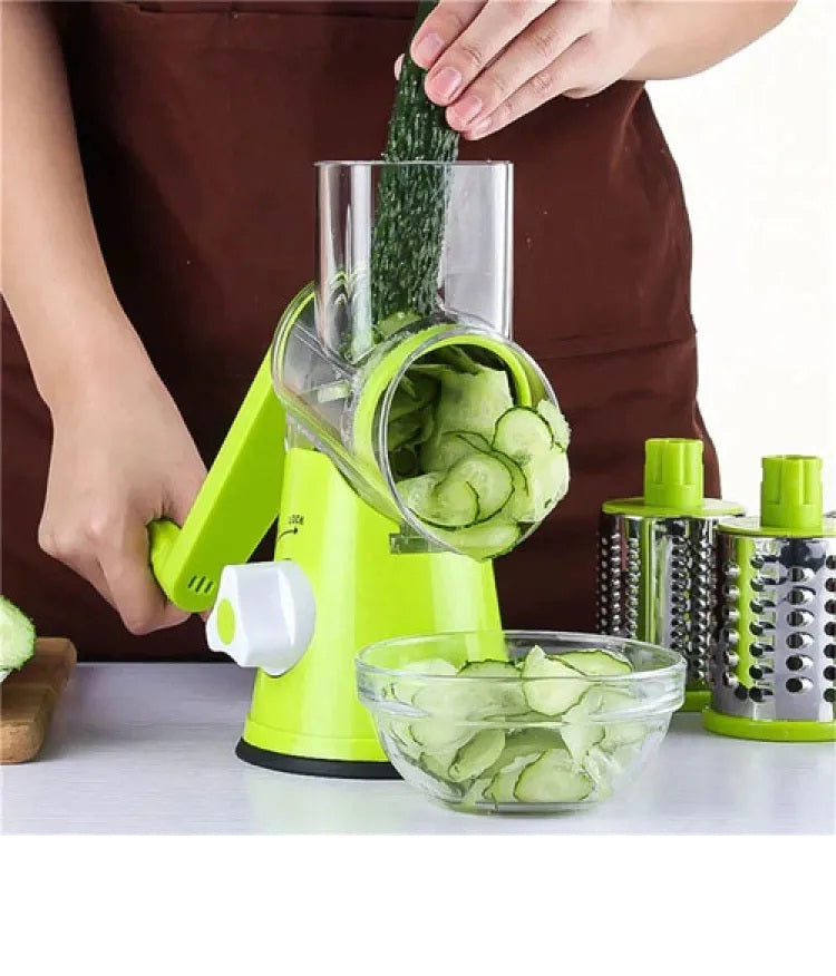 Multifunctional Tabletop Drum Cheese Grater, Rotary Drum Cutter and Slicer, 3 in 1