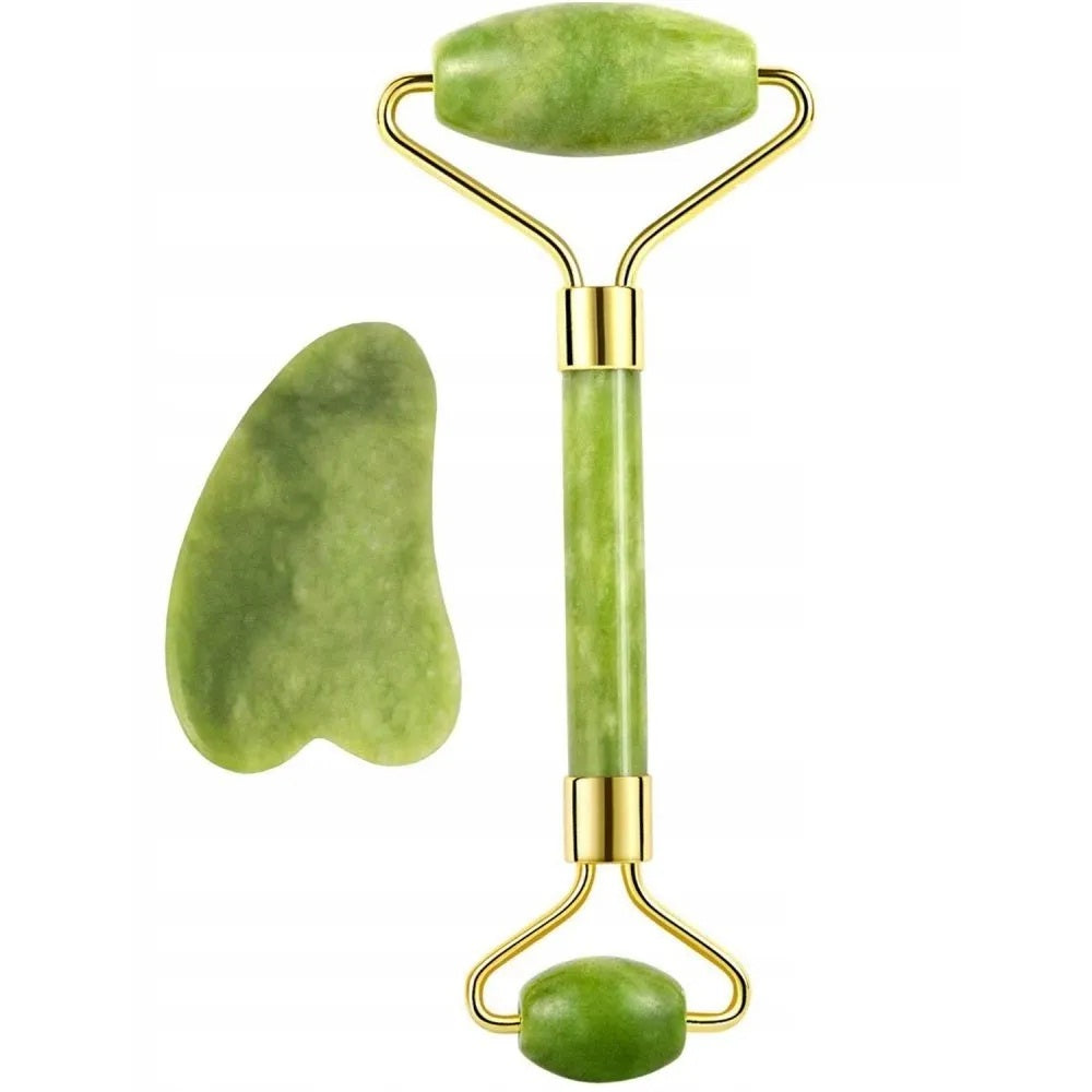Flfwlass Facial Massager Jade Roller & Gua Sha Stone