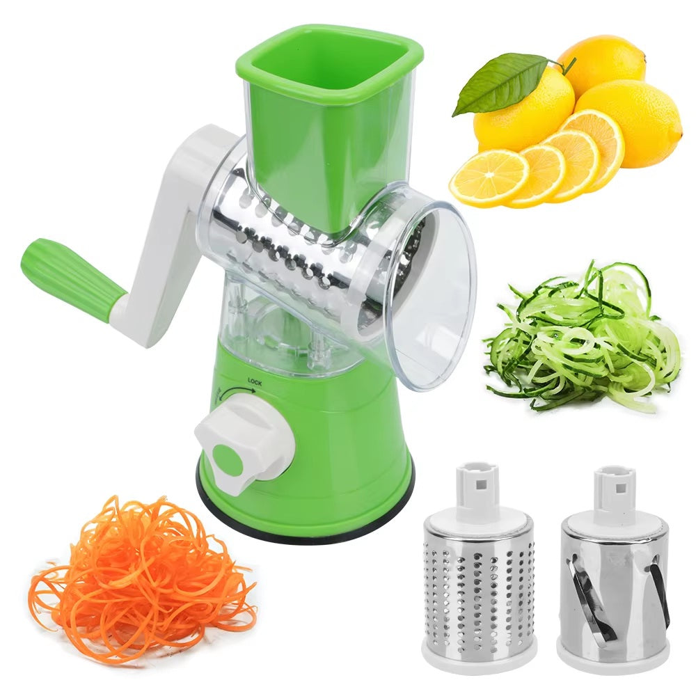 Multifunctional Tabletop Drum Cheese Grater, Rotary Drum Cutter and Slicer, 3 in 1