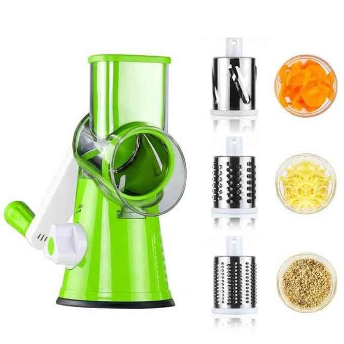 Multifunctional Tabletop Drum Cheese Grater, Rotary Drum Cutter and Slicer, 3 in 1