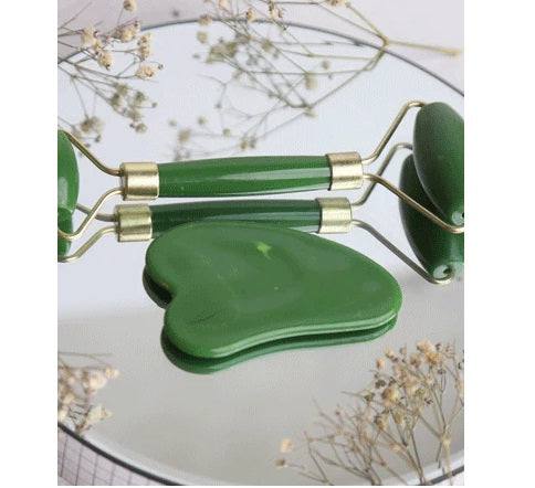 Flfwlass Facial Massager Jade Roller & Gua Sha Stone