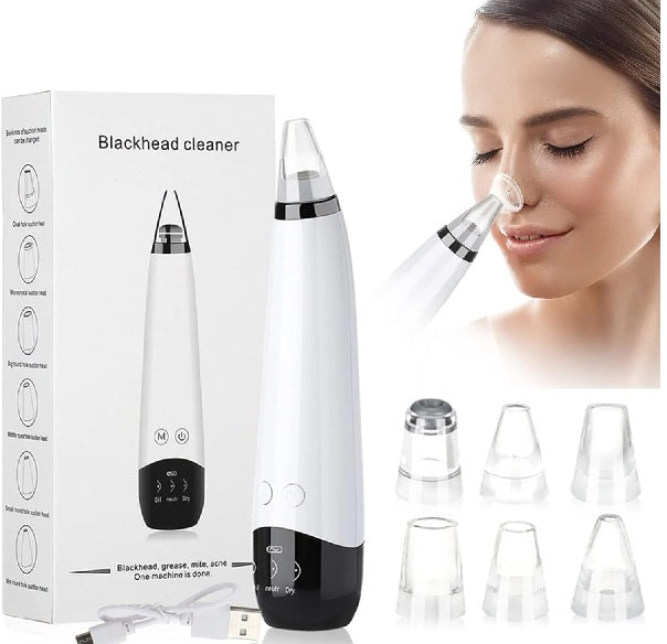 6 in 1 Blackhead Remover USB Rechargeable Derma Suction Blackhead Removal Machine