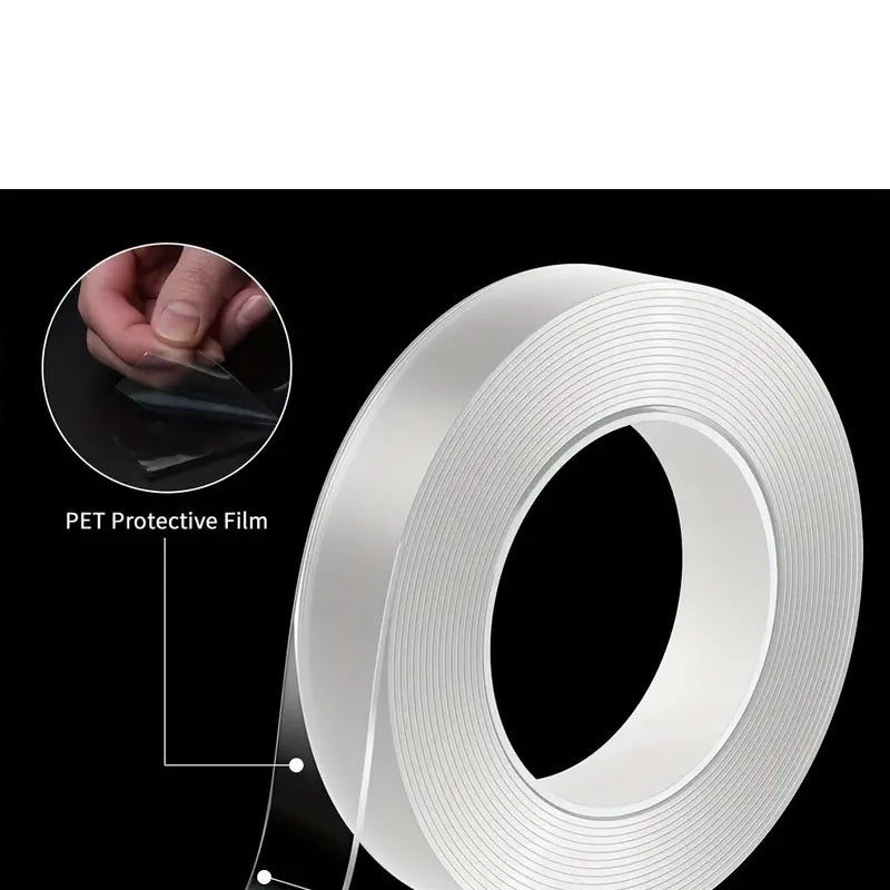 Nano tape Double Sided Magic tape Washable and Reusable Silicon Adhesive Transparent tape Traceless Strong Gel Anti-Slip Waterproof Multi-Functional 3 Meter