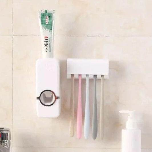 Automatic Toothpaste Dispenser With Toothbrush Holder