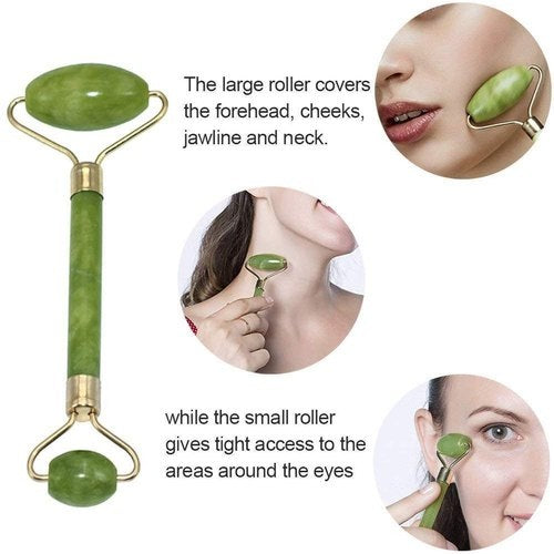 Flfwlass Facial Massager Jade Roller & Gua Sha Stone