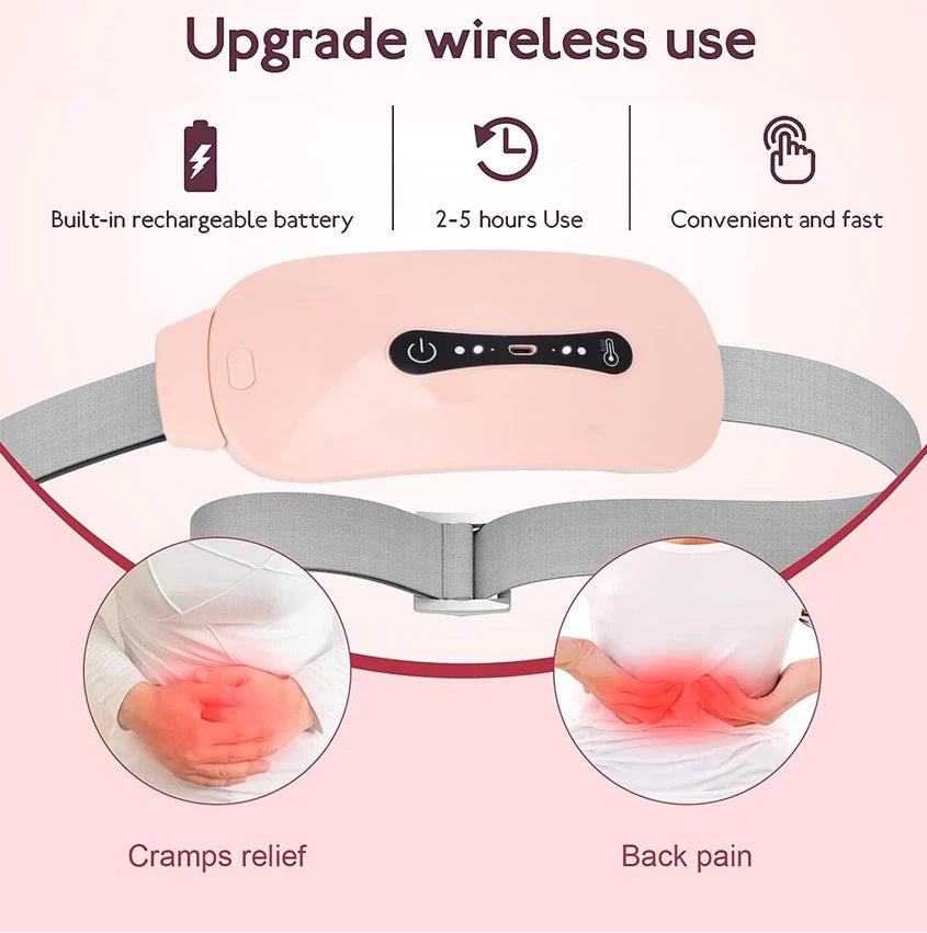New imported Electric Cramp Massager Vibra-tor Heating Belt for Menstrual Relief Pain Waist Stomach Warming Women Gift Rechargeable in Pakistan