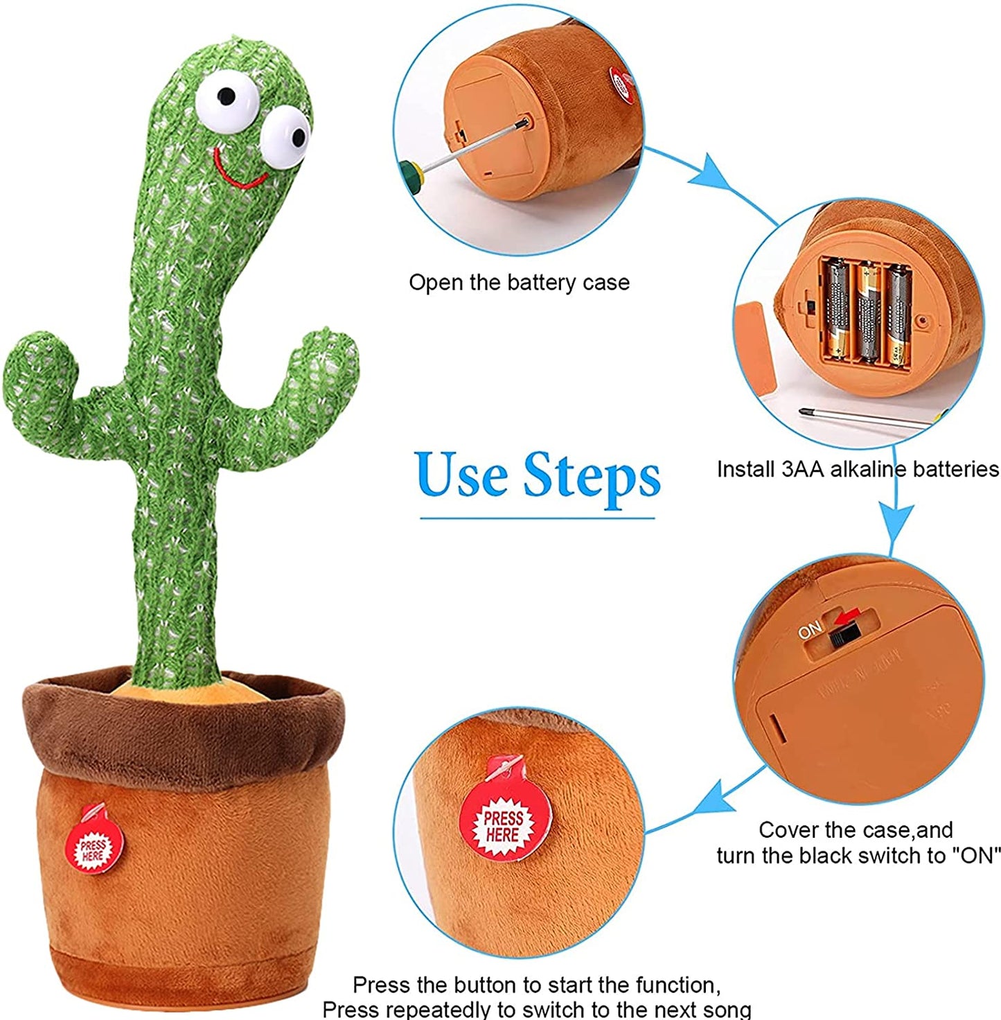 Dancing Talking Cactus Toy with USB Charge