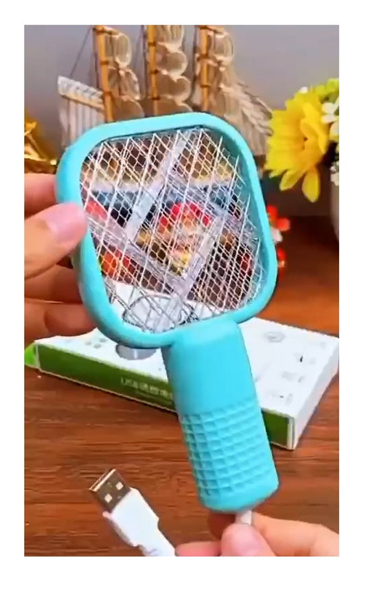 Mini USB Electric Mosquito Racket, Rechargeable Summer Fly Swatters Trap, Mosquito Swatter UV Light Sharp Sparking Racket