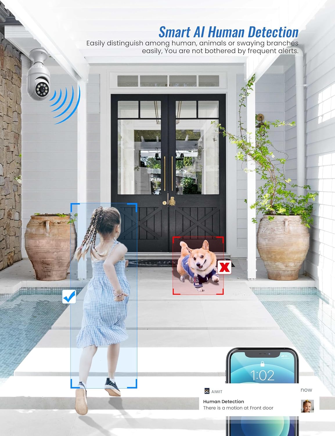 Home Security Camera 360 4K AI Motion Detection Alert