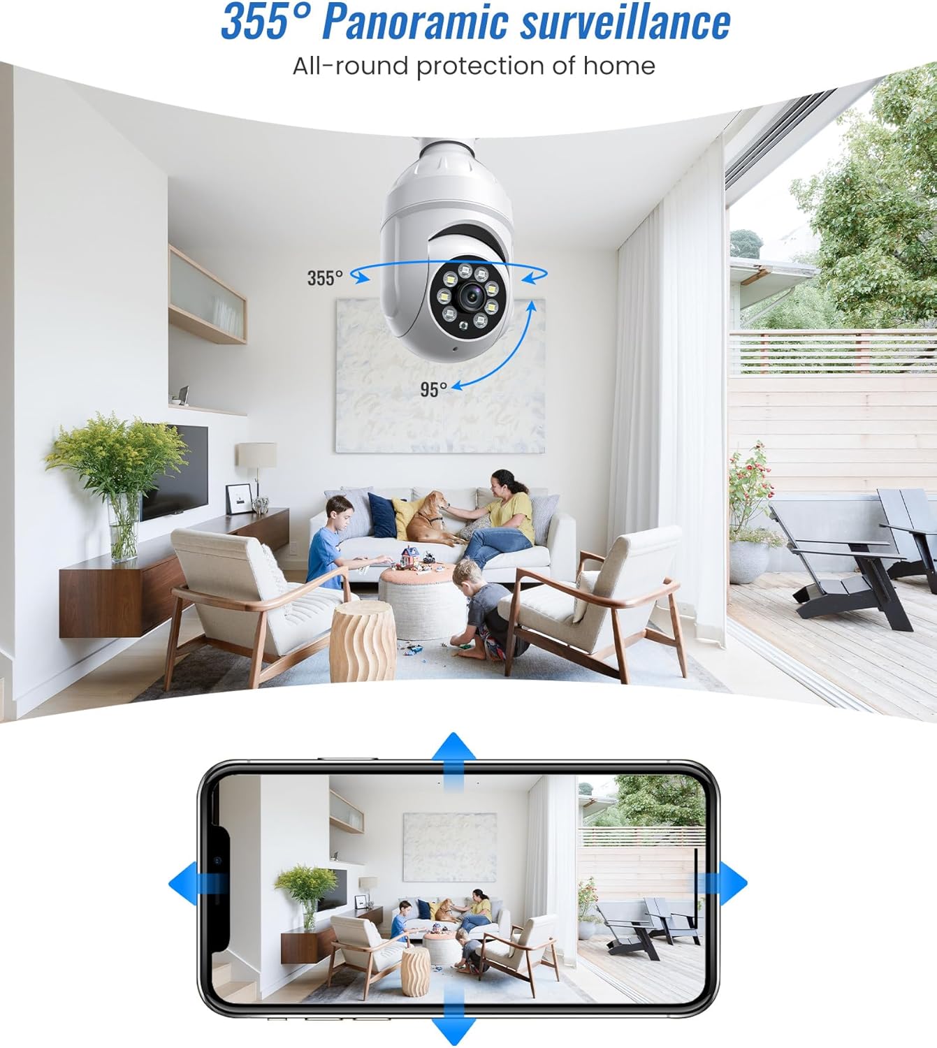 Home Security Camera 360 4K AI Motion Detection Alert