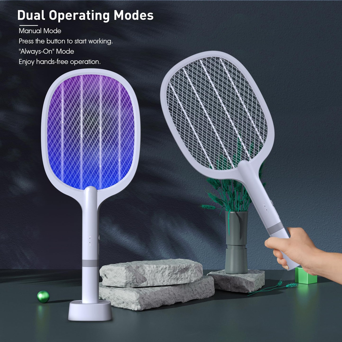 Bug Zapper Racket, 2 in 1 Rechargeable Electric Fly Swatter Mosquito Zapper Swatter