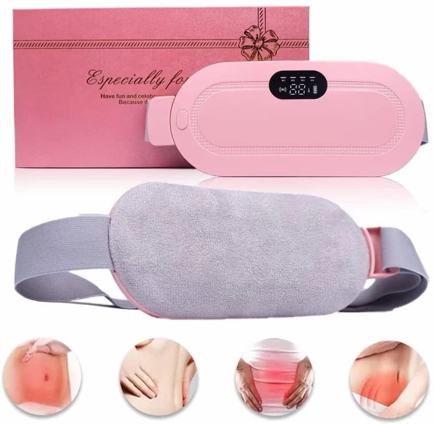 New imported Electric Cramp Massager Vibra-tor Heating Belt for Menstrual Relief Pain Waist Stomach Warming Women Gift Rechargeable in Pakistan