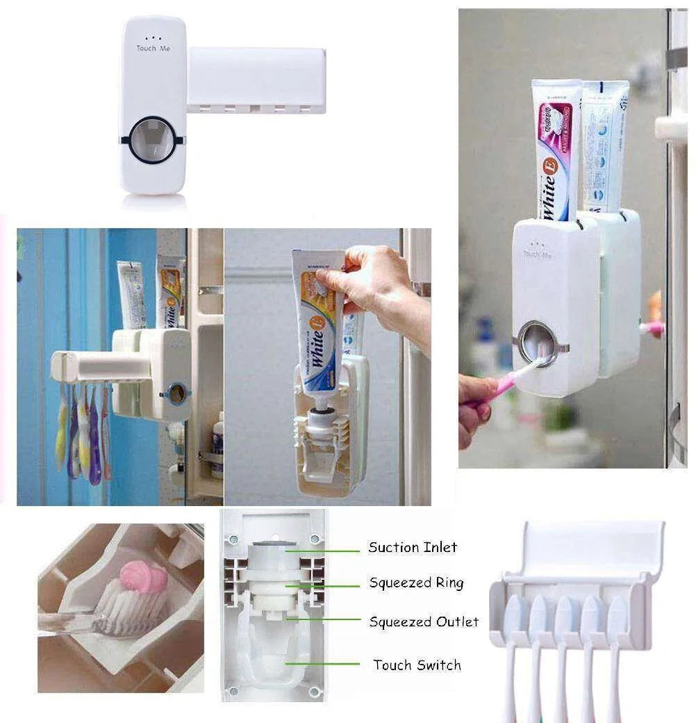 Automatic Toothpaste Dispenser With Toothbrush Holder