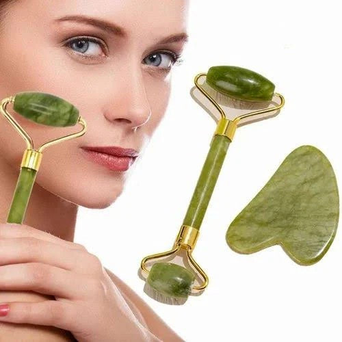 Flfwlass Facial Massager Jade Roller & Gua Sha Stone