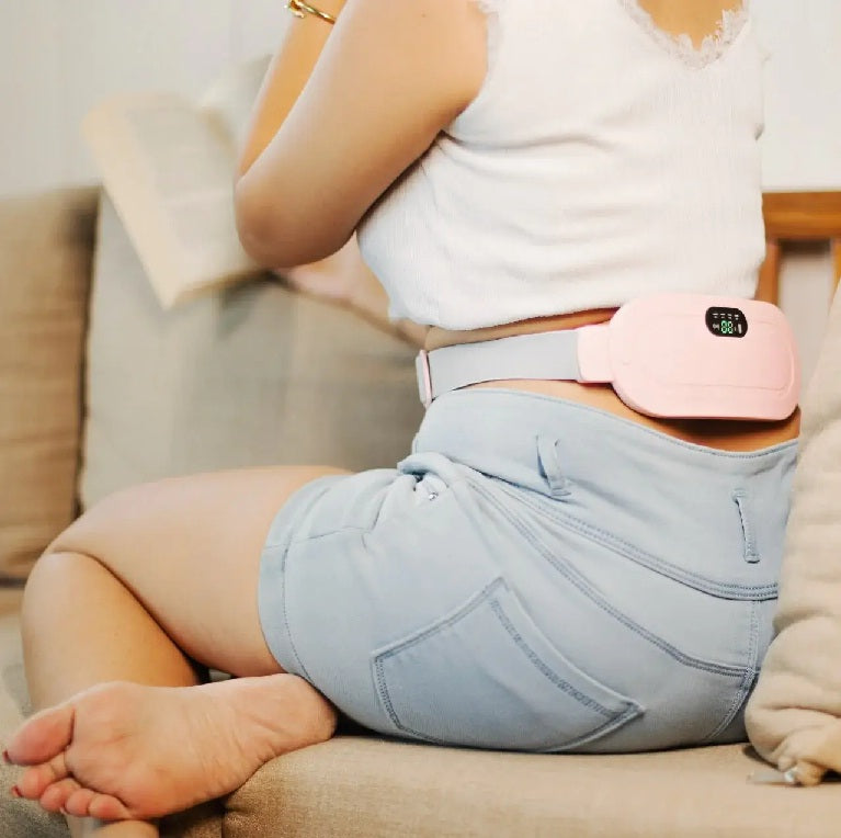 New imported Electric Cramp Massager Vibra-tor Heating Belt for Menstrual Relief Pain Waist Stomach Warming Women Gift Rechargeable in Pakistan