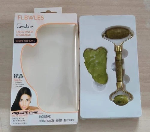 Flfwlass Facial Massager Jade Roller & Gua Sha Stone