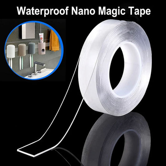 Nano tape Double Sided Magic tape Washable and Reusable Silicon Adhesive Transparent tape Traceless Strong Gel Anti-Slip Waterproof Multi-Functional 3 Meter