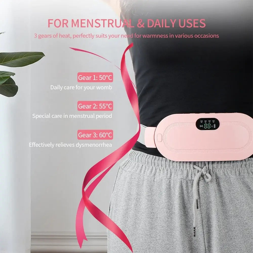 New imported Electric Cramp Massager Vibra-tor Heating Belt for Menstrual Relief Pain Waist Stomach Warming Women Gift Rechargeable in Pakistan